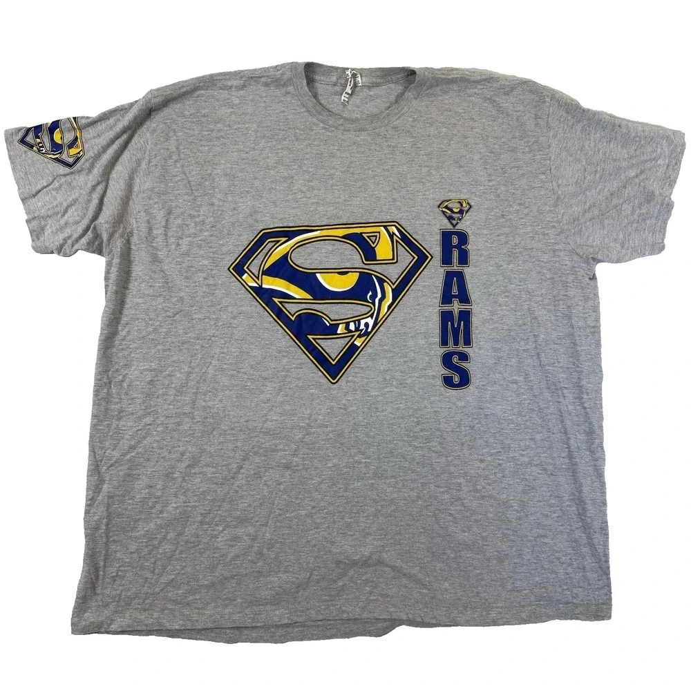 Superman Los Angeles Rams NFL Men's T-shirt 3XL Gray Graphic Tee Alstyle Cotton